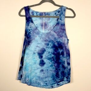 Ice dyed tie dyed upcycled blue multicolor cotton Gap tank top